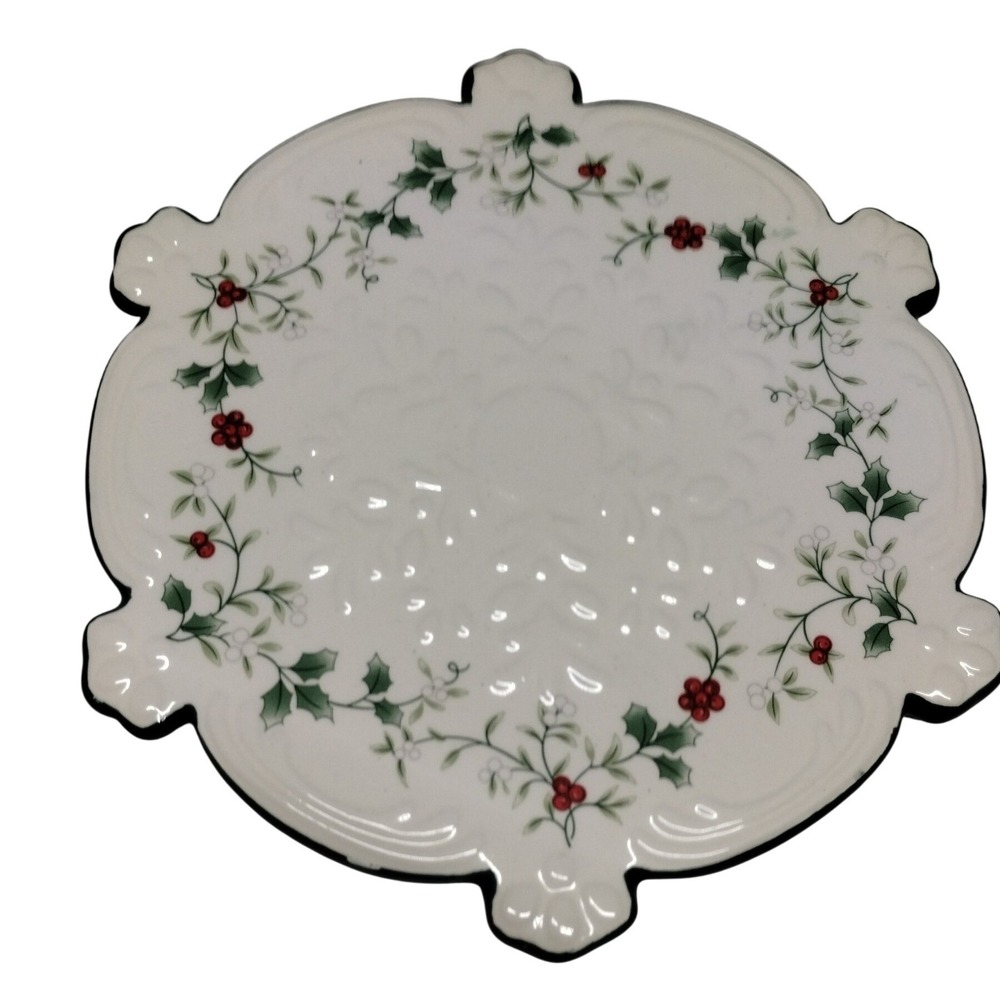 Pfaltzgraff Winterberry Snowflake Trivet 9in Earthenware Holly Berry 5133807 NEW